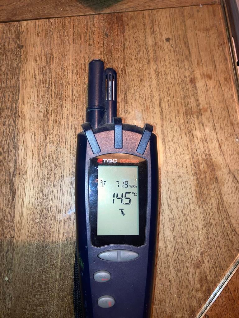 TQC DewCheck dauwpuntmeter - Vocht- en temperatuurmeter, Doe-het-zelf en Verbouw, Meetapparatuur, Ophalen of Verzenden, Gebruikt