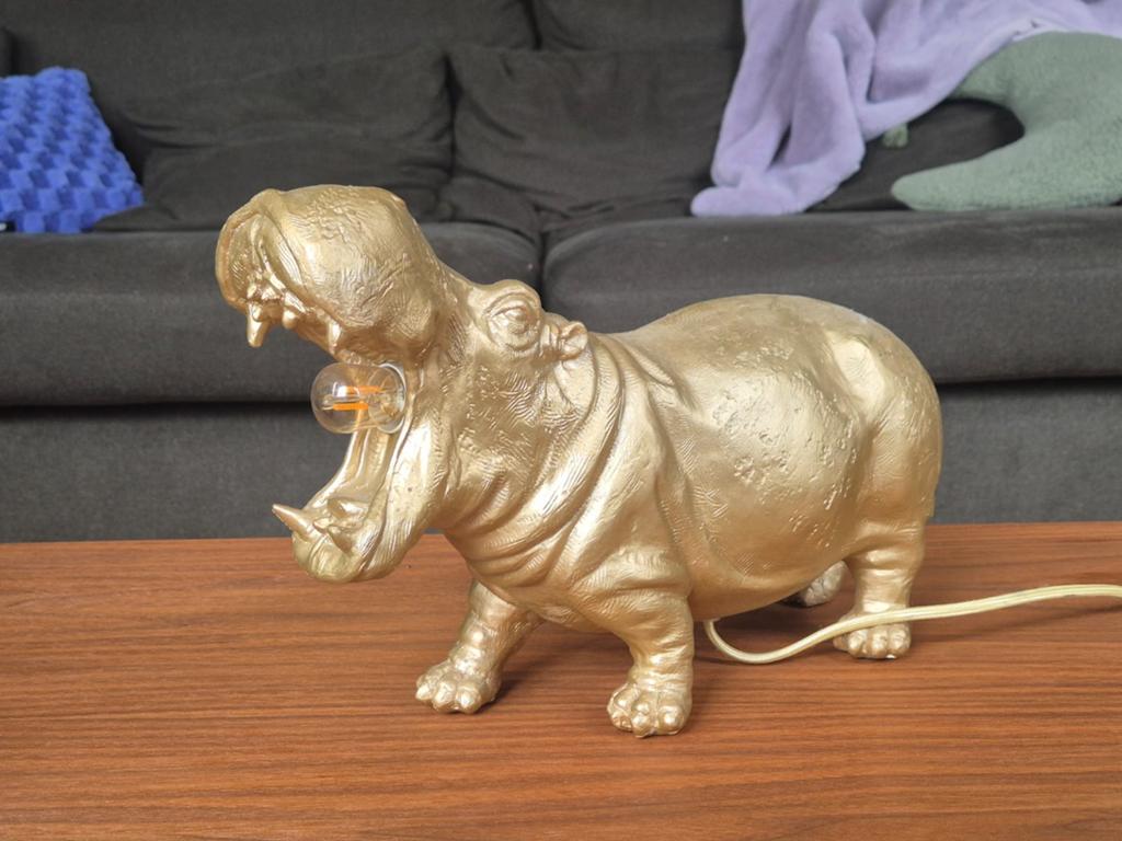 Gouden Nijlpaard Lamp - Unieke Tafellamp, Ophalen, Gebruikt