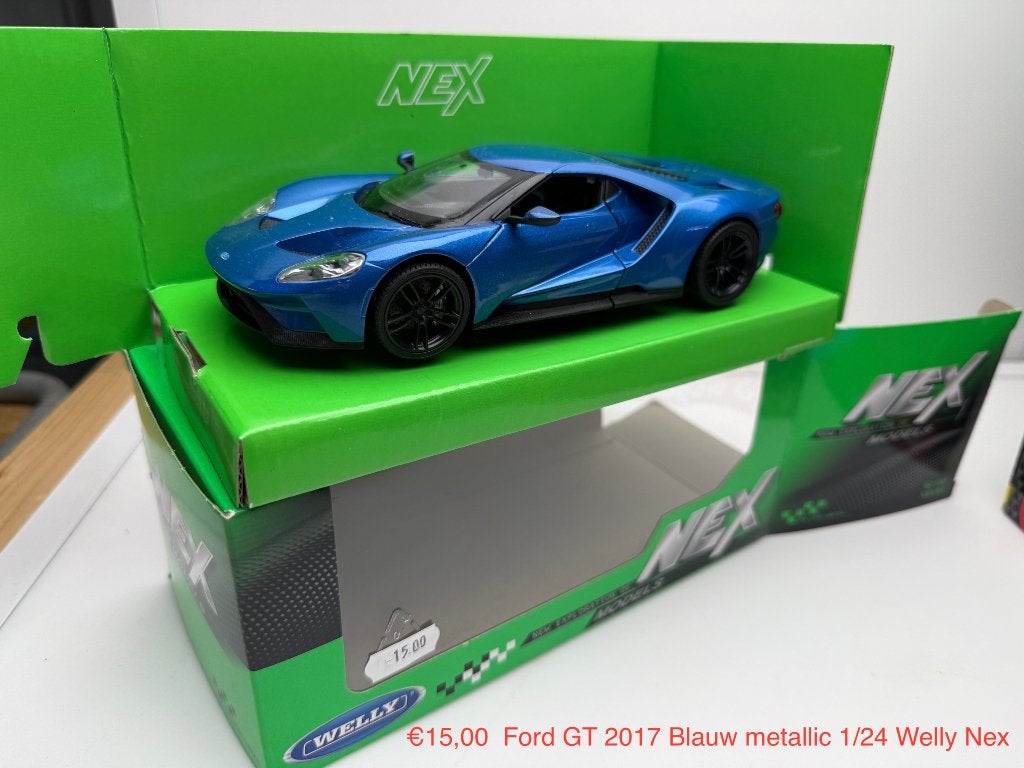 Welly Nex Ford GT 2017 blauw metallic 1:24, Ophalen of Verzenden, Gebruikt, Auto's