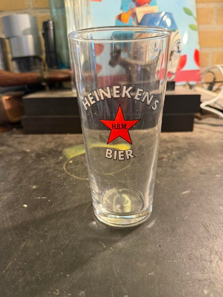 Vintage heineken glas, Ophalen of Verzenden, Gebruikt, Glas of Glazen, Heineken