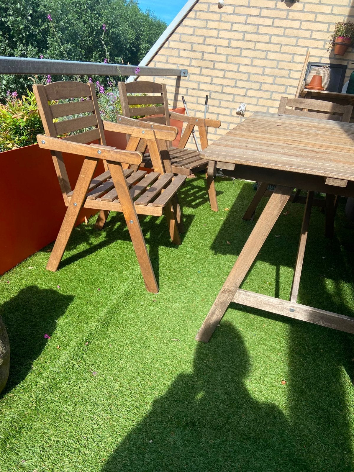 Ikea falholmen acacia tuinset, tafel & 4 stapelbare stoelen, Tuin en Terras, Tuinsets en Loungesets, Gebruikt, Tuinset, Hardhout