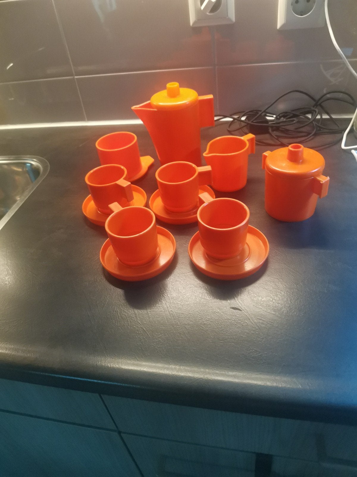 Vintage Space Age Kinderservies Rolf Jaren '60 Oranje, Ophalen of Verzenden