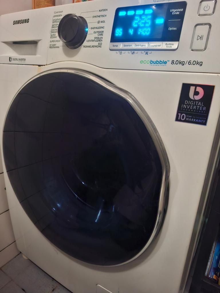 Samsung Ecobubble wasdroger 8kg/6kg Digital Inverter, Witgoed en Apparatuur, Wasmachines, Ophalen, 1200 tot 1600 toeren, Gebruikt