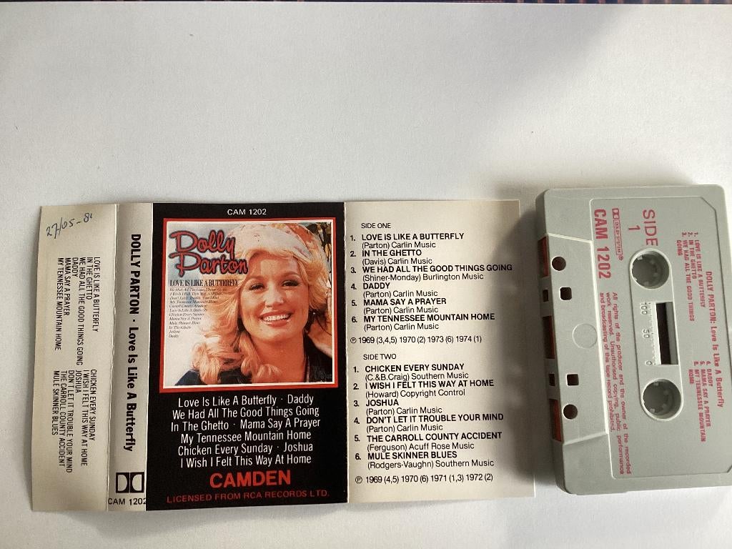 Dolly Parton Love is Like a Butterfly MC, Cd's en Dvd's, Cassettebandjes, Gebruikt, 1 bandje, Ophalen of Verzenden, Origineel