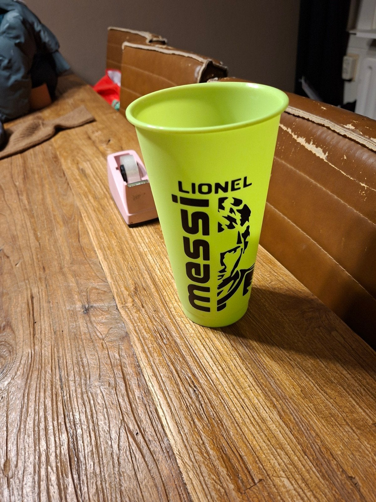 Lionel Messi beker - Groen plastic glas, Ophalen of Verzenden, Gebruikt
