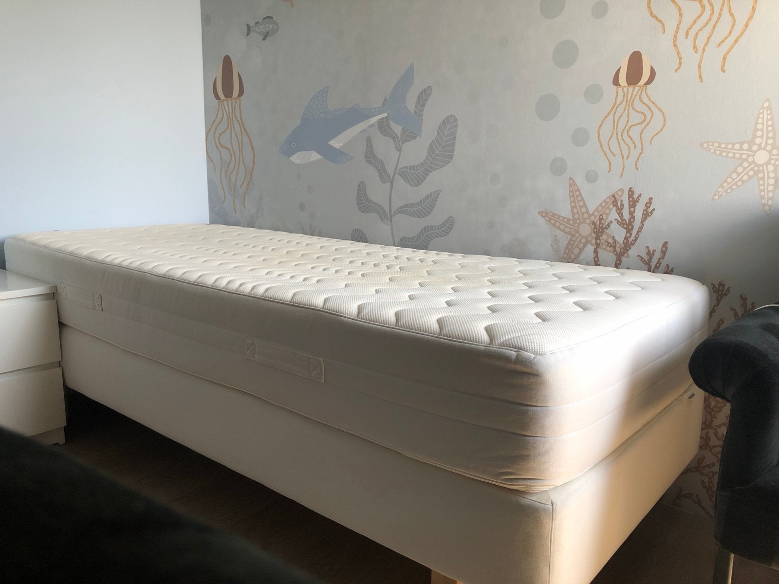 Boxspring 220x90, Ophalen, Gebruikt, 90 cm, Eenpersoons