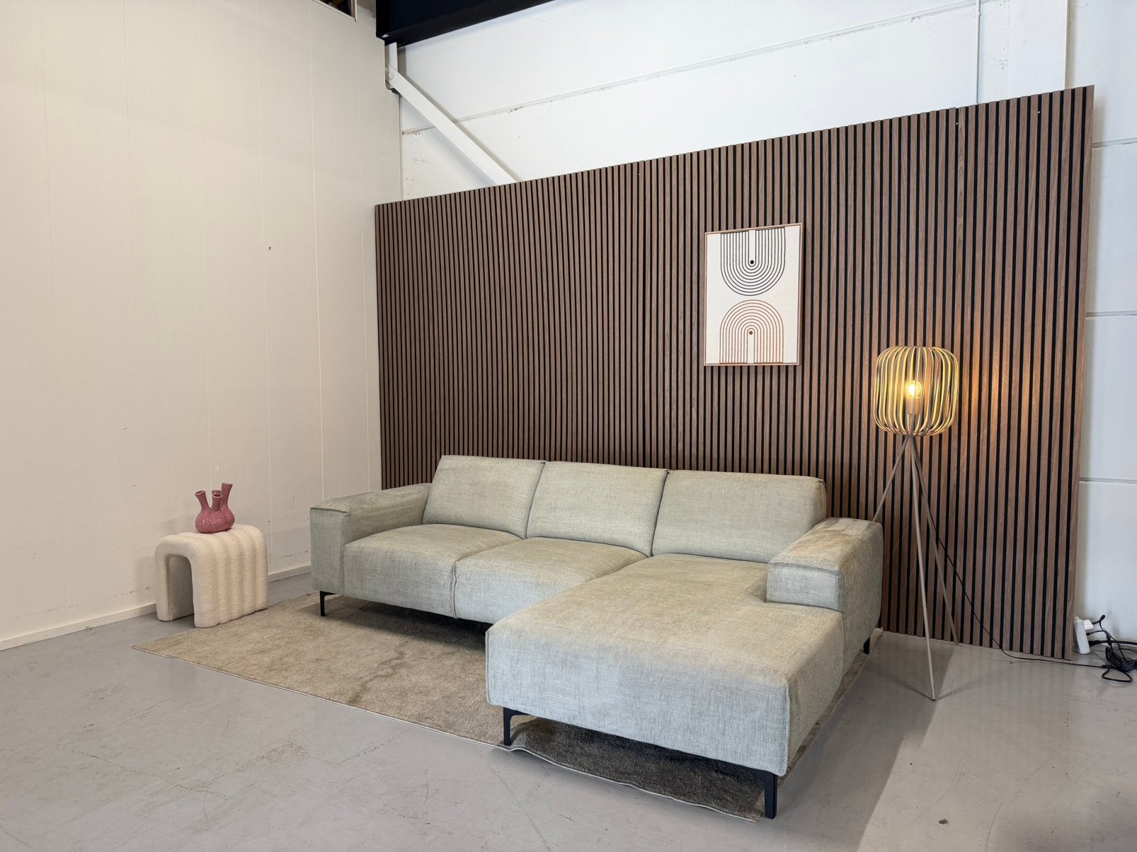 Woood - Hoekbank - Zandkleur / Grijs / Beige - Nette Staat, Ophalen of Verzenden, Zo goed als nieuw, 150 cm of meer, Vierpersoons of meer