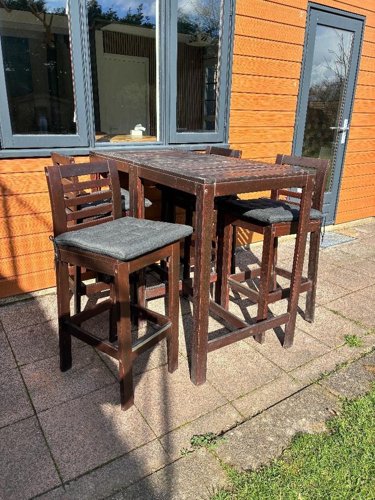 Hoge bartafels met stoelen, Ophalen, Gebruikt, Vierkant, Hout