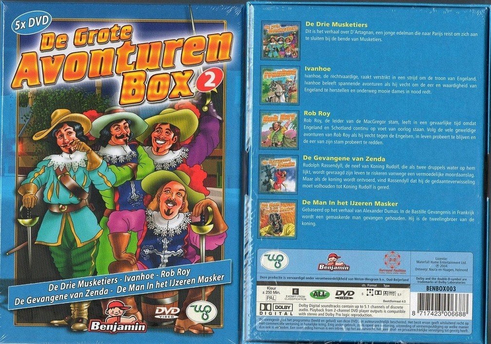 KINDER DVD 5-BOX DE GROTE AVONTUREN BOX DEEL II NIEUW, Cd's en Dvd's, Europees, Alle leeftijden, Boxset, Ophalen of Verzenden