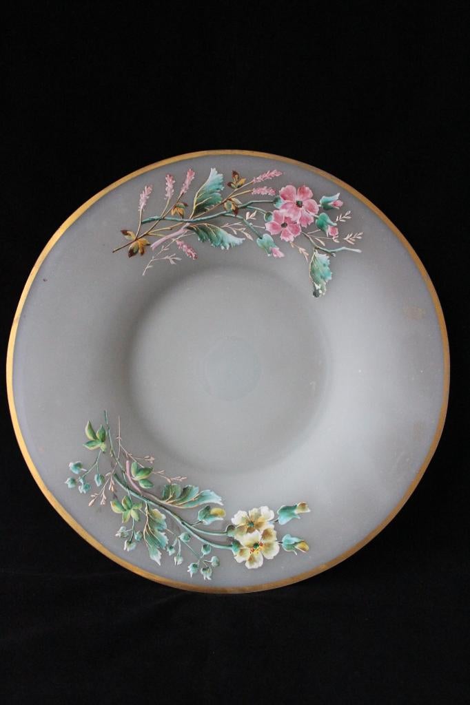 Antieke opaline glas emaille schaal Frankrijk 19e eeuw, Ophalen of Verzenden