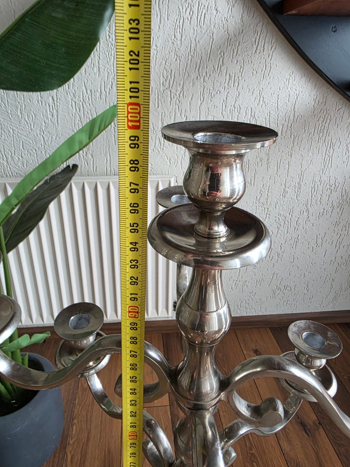Set van 2 zware kandelaars, 1 meter hoog, 9 kaarsen per stuk, Gebruikt, Ophalen of Verzenden, Metaal, Kandelaar