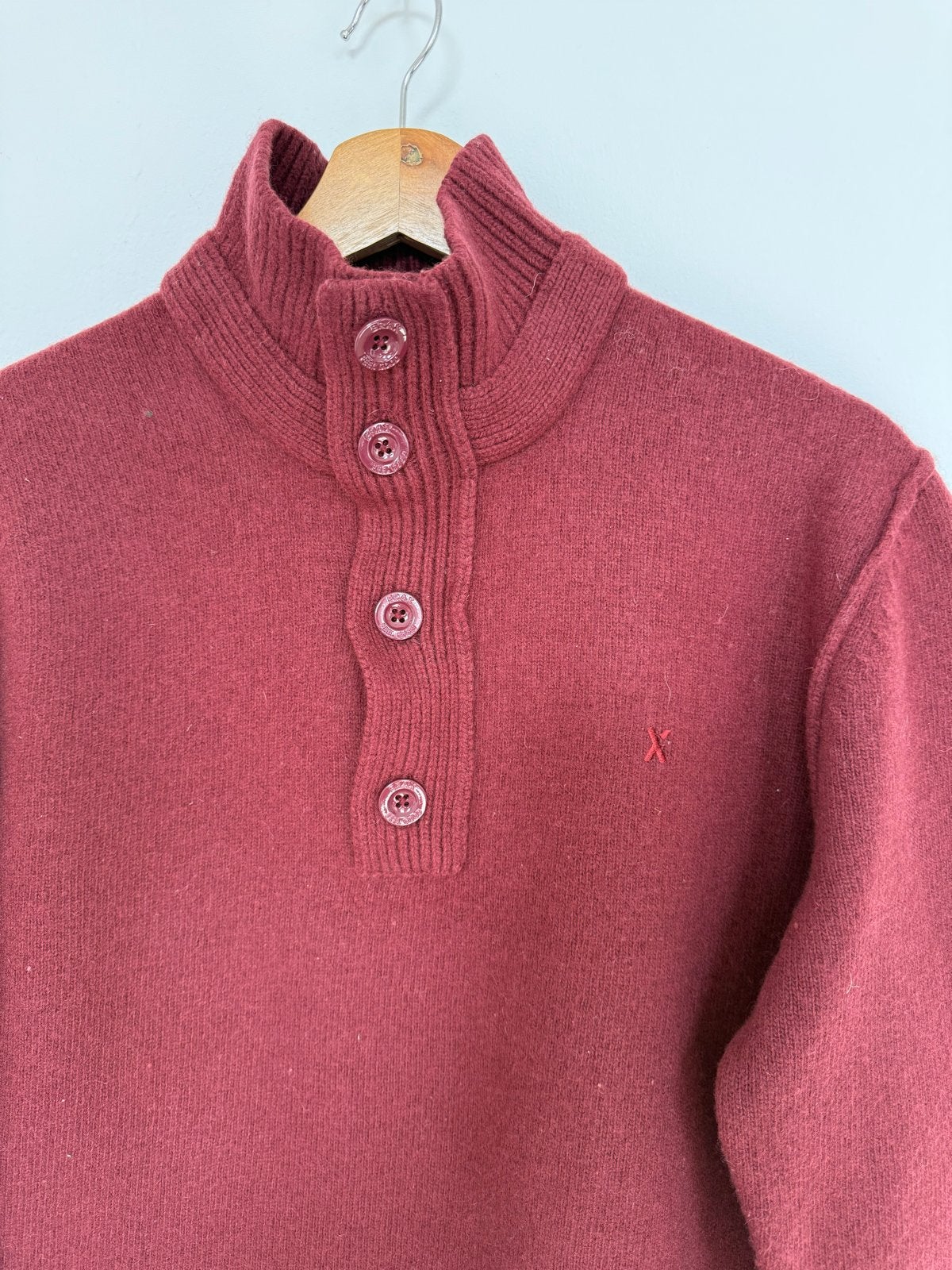 Gebreide wollen trui - 80% wol - Zeer goede staat, Kleding | Heren, Ophalen of Verzenden, Zo goed als nieuw, Maat 52/54 (L), Rood