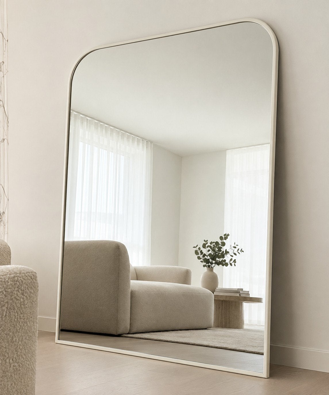 BOLDER LOFT Edge XXL spiegel 165x139 cm – Ivory White, Huis en Inrichting, Ophalen, Nn, 125 cm of meer, Zo goed als nieuw