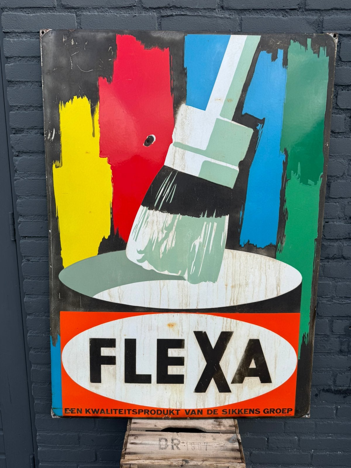Vintage Flexa Emaille Reclamebord - XL, Ophalen of Verzenden