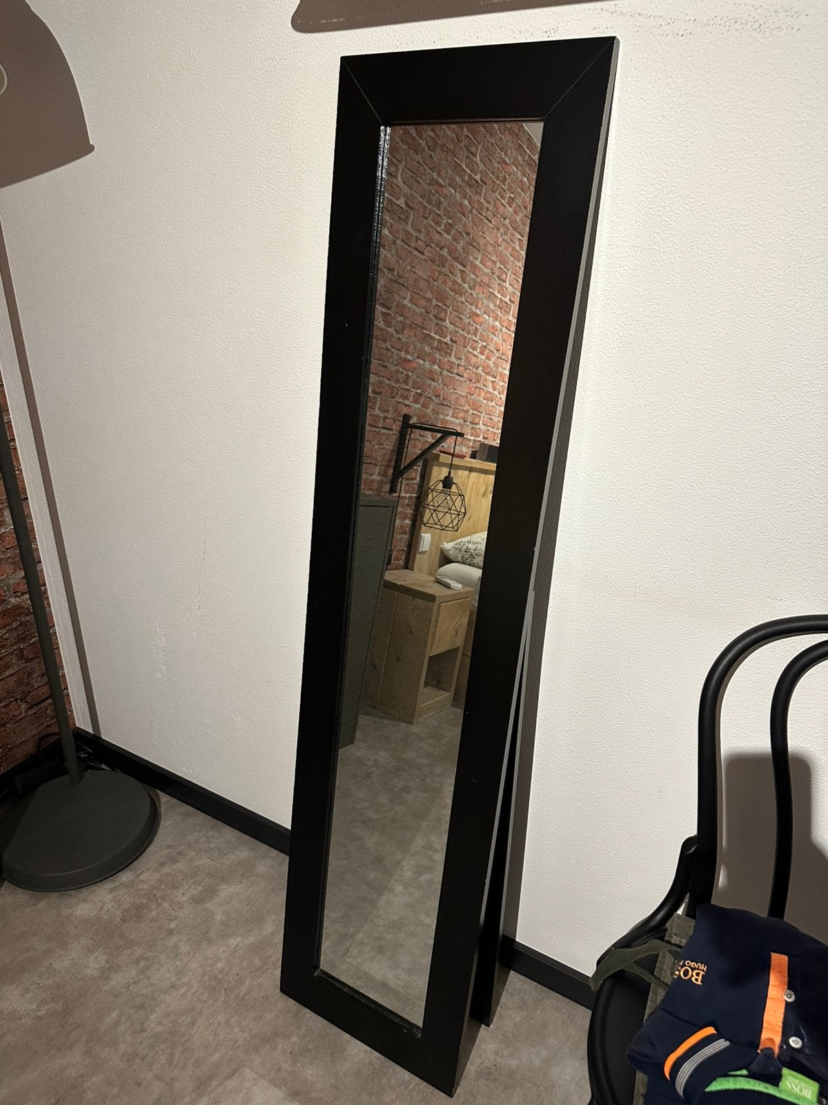 Staande spiegel zwart, Huis en Inrichting, Woonaccessoires | Spiegels, Ophalen, Minder dan 50 cm, Zo goed als nieuw, 150 tot 200 cm