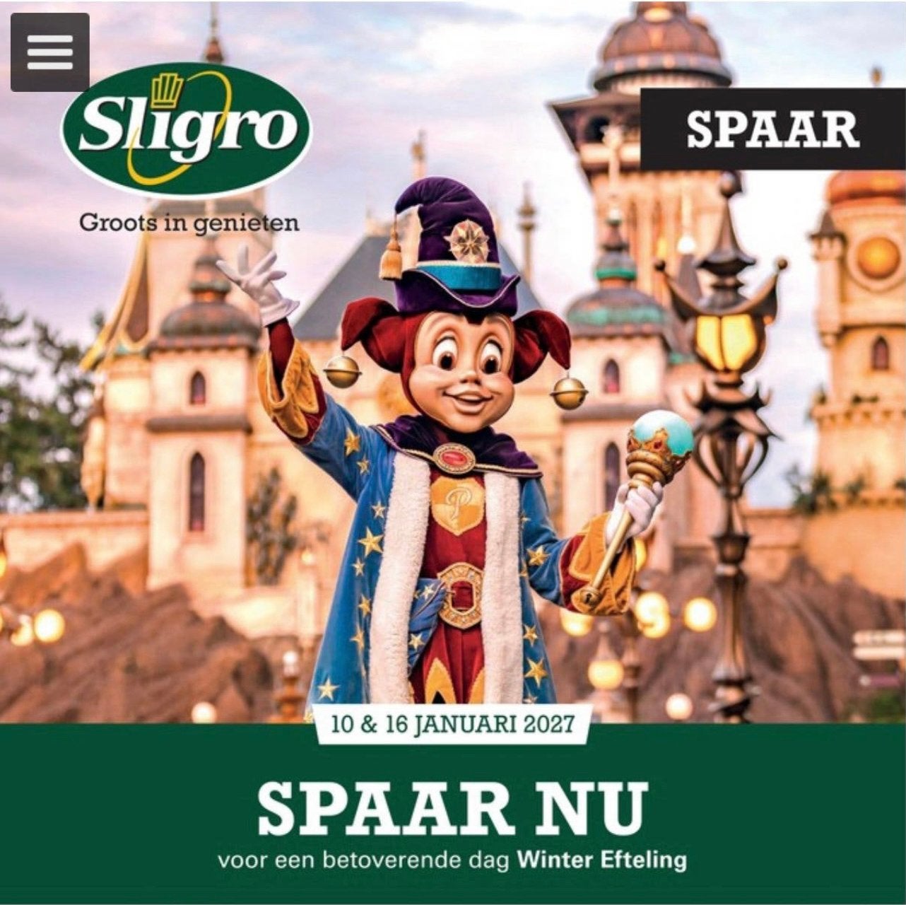 2 volle sligro / efteling spaarkaarten, Drie personen of meer, Kortingskaart