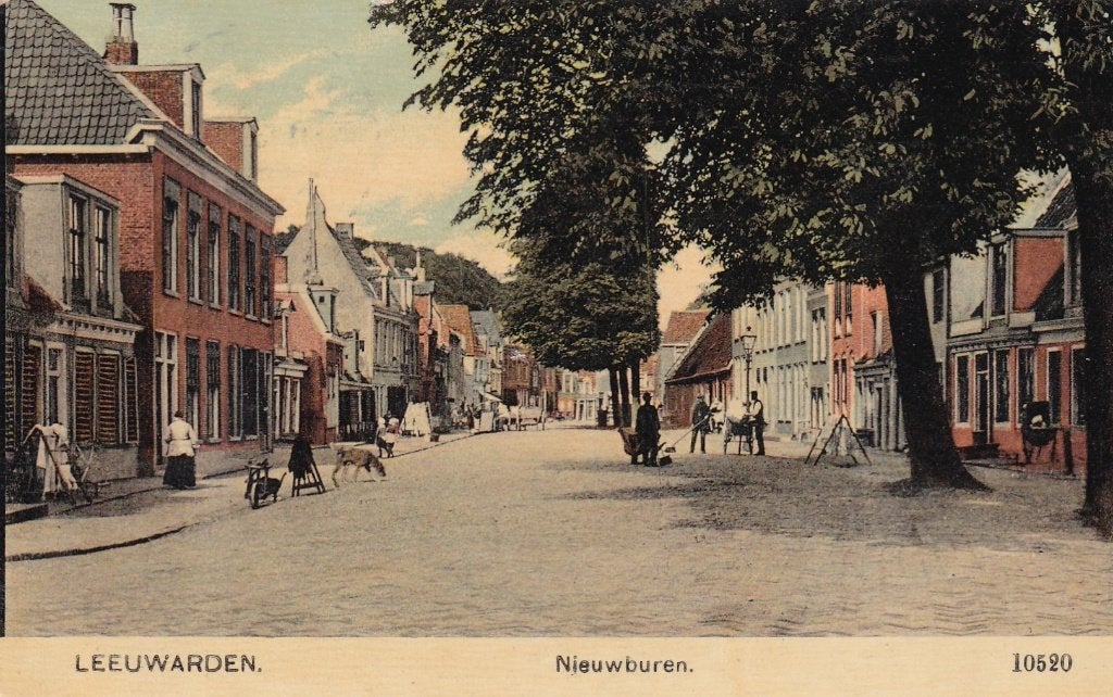 Oude ansichtkaart Leeuwarden, Nieuwburen (1913), Verzamelen, Ophalen of Verzenden, Voor 1920, Gelopen, Friesland