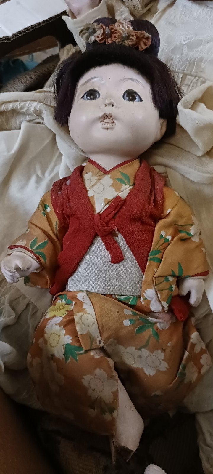 Vintage Japans popje - 25 cm - Origineel gekleed, Verzamelen, Ophalen of Verzenden, Gebruikt, Pop