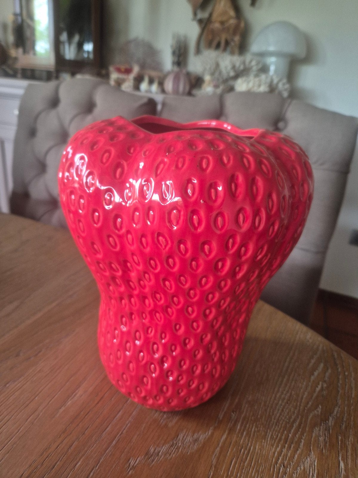 Grote aardbei vaas, Overige kleuren, Ophalen of Verzenden, Minder dan 50 cm, Glas
