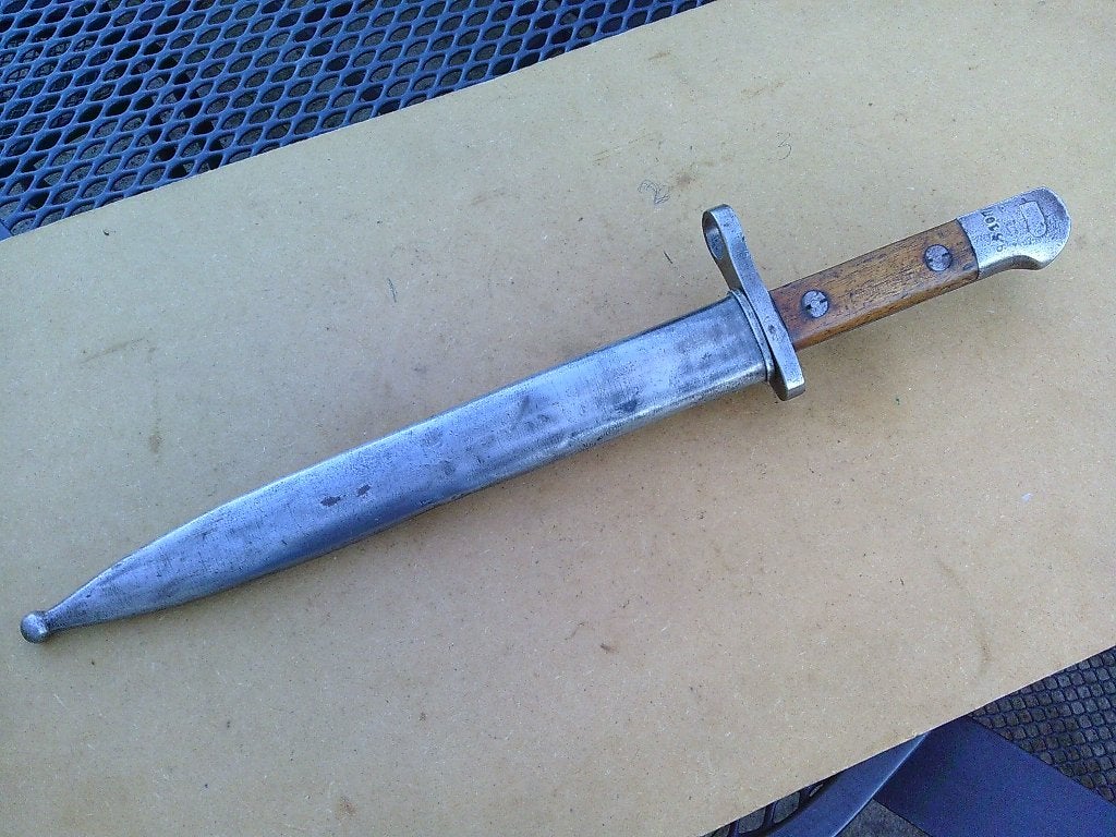 Antieke bajonet in nog een mooie conditie compleet met sche,, Verzamelen, Ophalen of Verzenden, Landmacht, Duitsland, Mes of Dolk