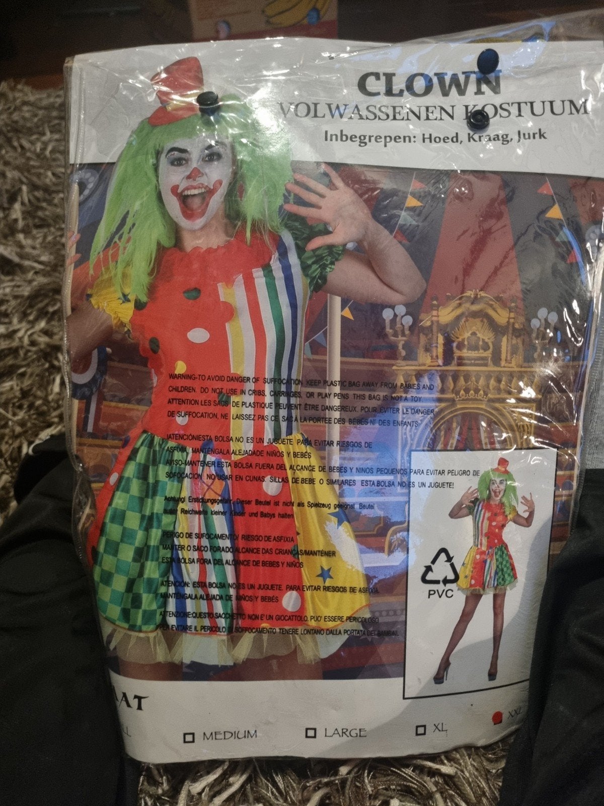 Clown Kostuum Volwassen - Maat XXL, Carnaval, Maat 46/48 (XL) of groter, Nieuw, Ophalen of Verzenden