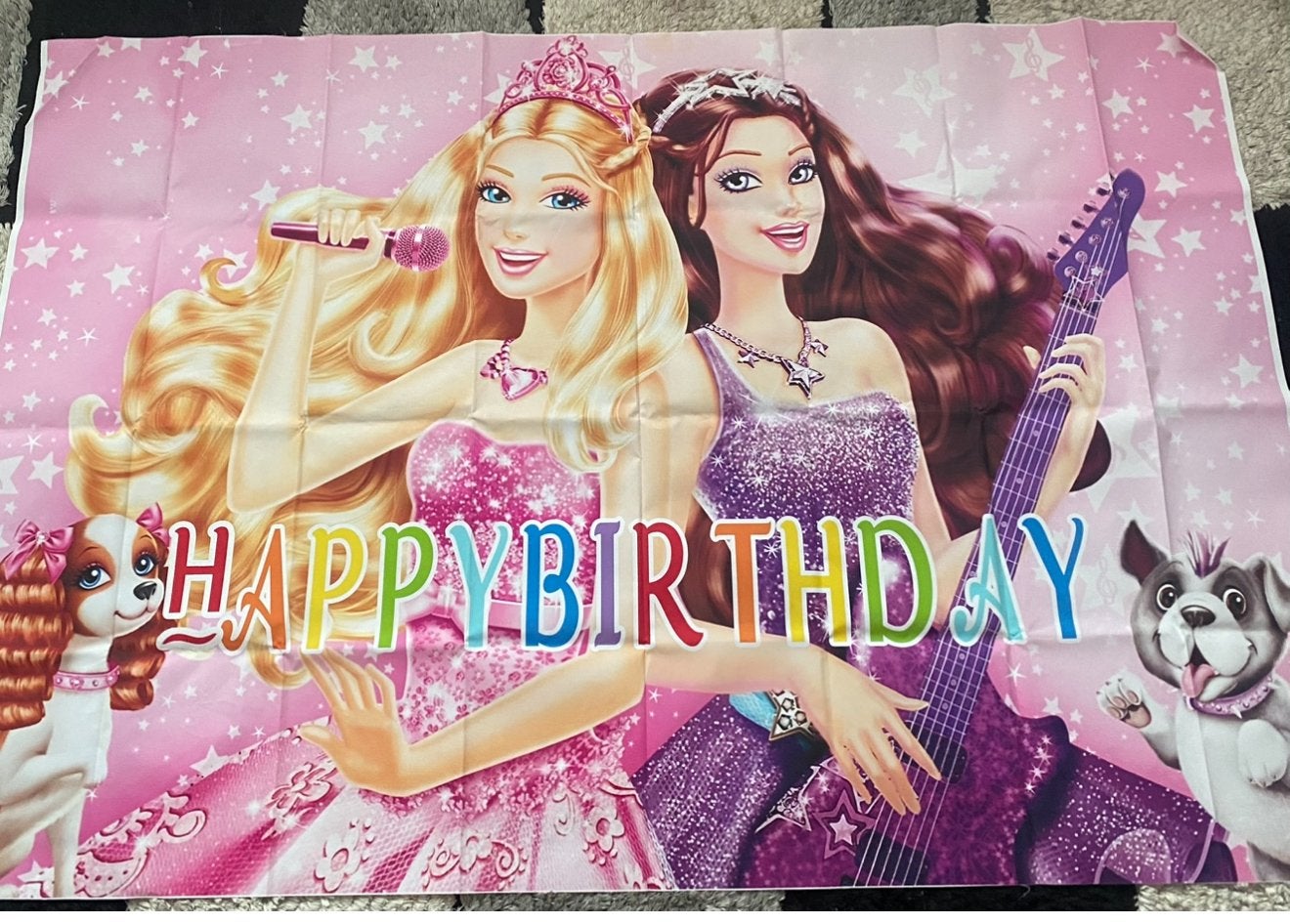 Barbie Happy Birthday Feestbanner - Roze met Glitter, Ophalen, Gebruikt, Versiering, Verjaardag