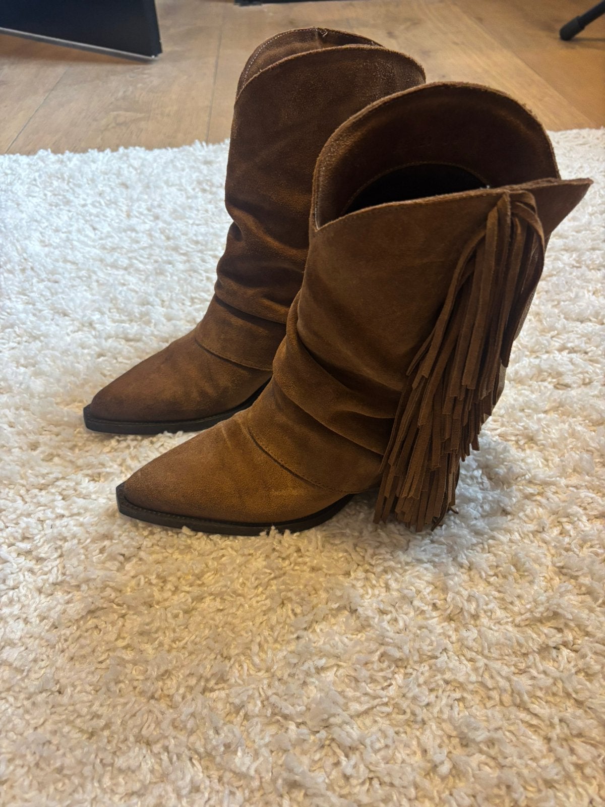 Sasha suede leren laarzen / boots / cowboylaarzen maat 39, Kleding | Dames, Hoge laarzen, Bruin, Ophalen of Verzenden, Zo goed als nieuw