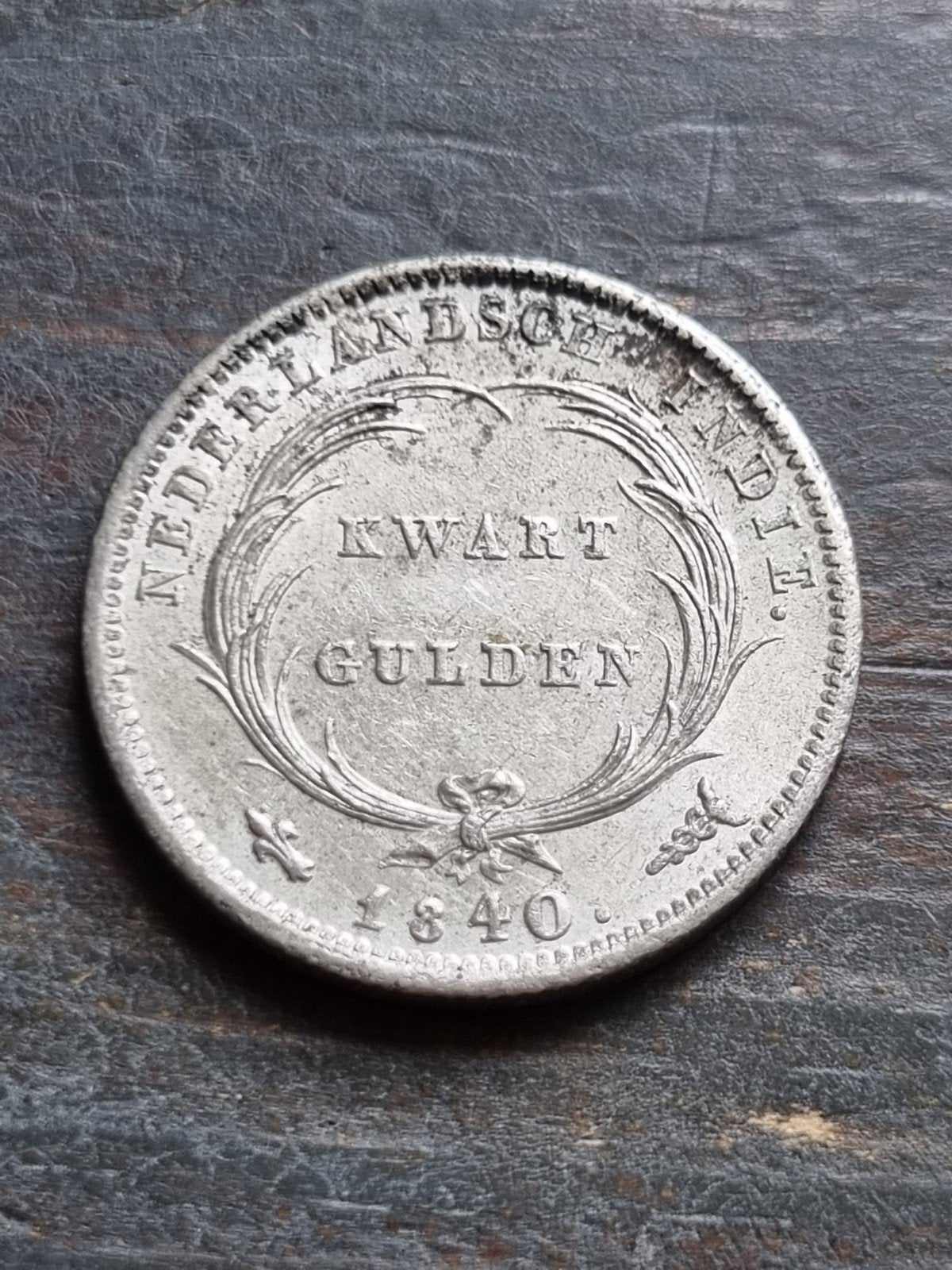 kwart gulden 1840 willem 1 nl indie, Postzegels en Munten, Munten | Nederland, Ophalen of Verzenden, Koning Willem I, 25 cent