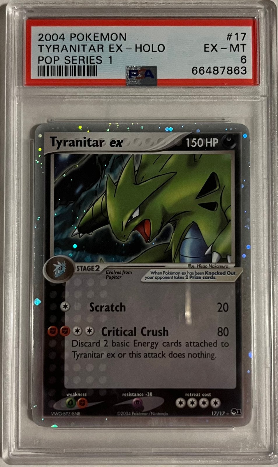 PSA 6 2004 Pokemon Pop Series 1 Tyranitar Ex-Holo #17, Ophalen, Zo goed als nieuw