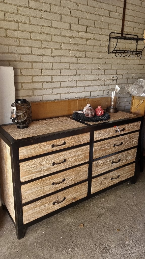 Nieuw PTMD ladekast / dressoir met 8 lades, Huis en Inrichting, Ophalen, 150 tot 200 cm, Nieuw, Stoer landelijk industrieel