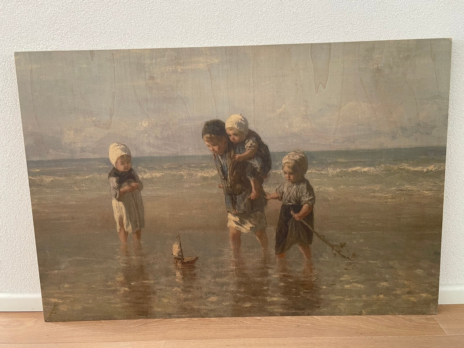 Reproductie op hout Kinderen der Zee Jozef Israels, Ophalen, Gebruikt, Schilderij, 100 tot 125 cm