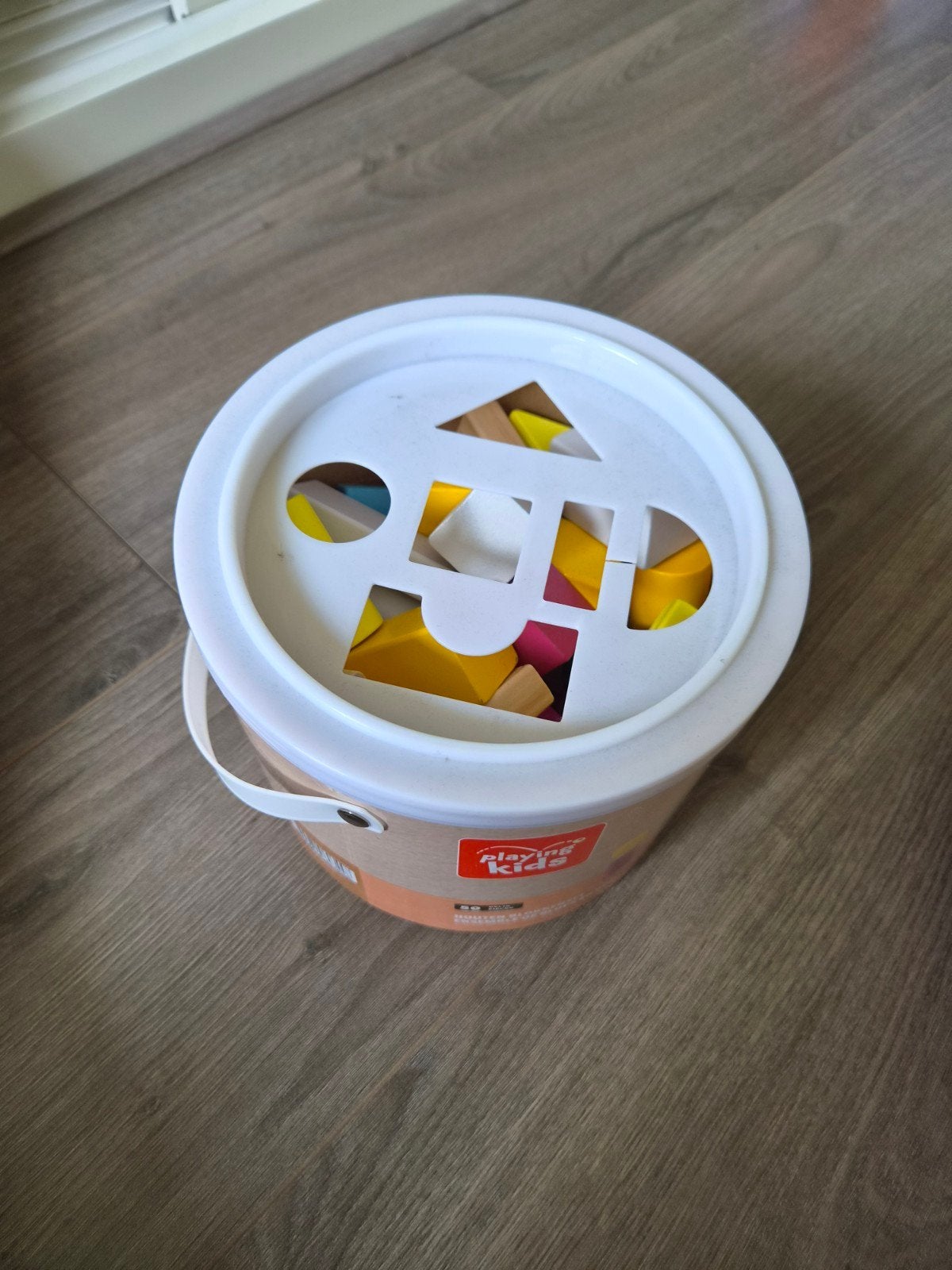 Houten blokken set in emmer, Ophalen of Verzenden, Gebruikt, Overige merken