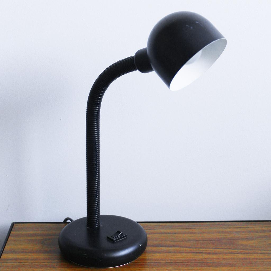 Zwarte retro bureaulamp - Flexibele zwanenhals, Ophalen, Gebruikt, Metaal, Minder dan 50 cm