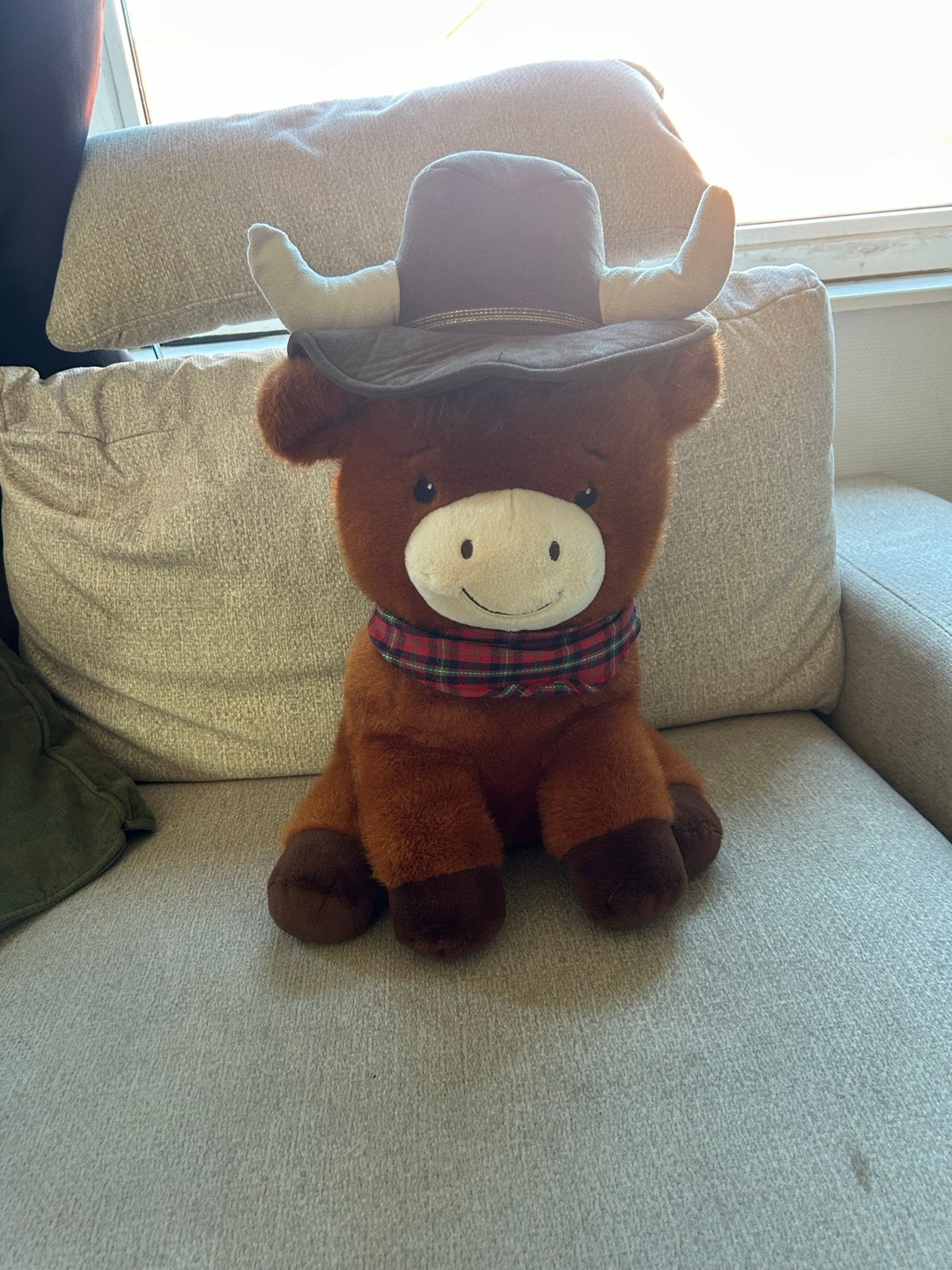 Schattige knuffel stier met hoed en sjaal, Ophalen, Overige merken, Overige karakters, Overige typen