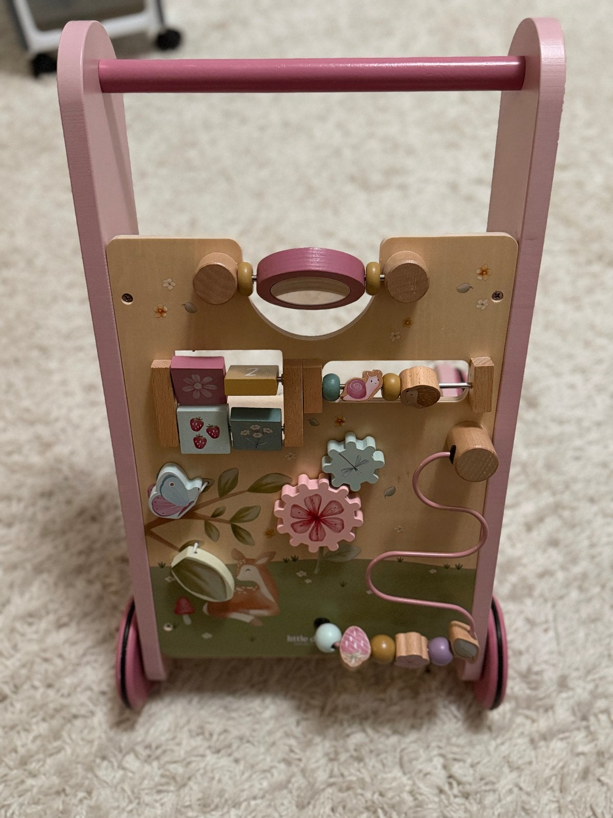 Little Dutch Houten Baby Walker Roze met Activiteiten, Ophalen, Zo goed als nieuw, Overige typen, Met wieltjes