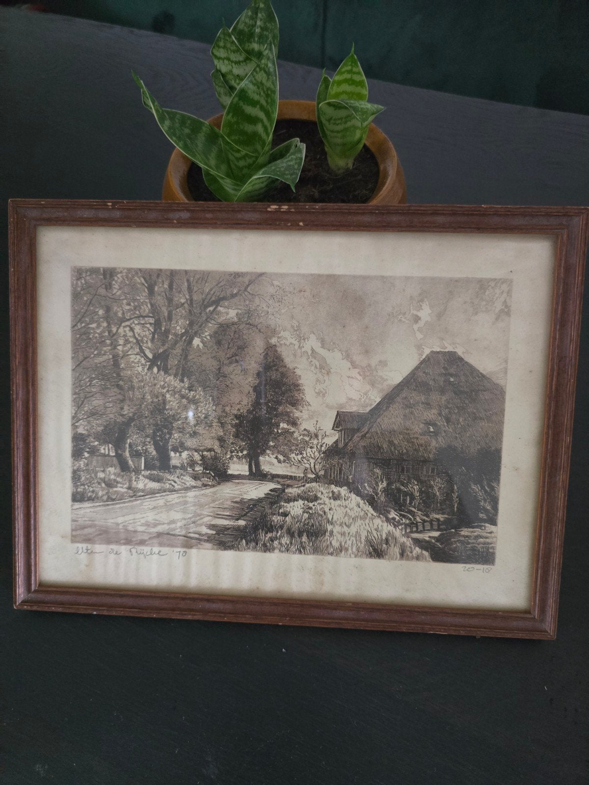 Originele Ets 'Landelijk Beeld' – Peter de Rijcke (1945-2022, Ophalen of Verzenden