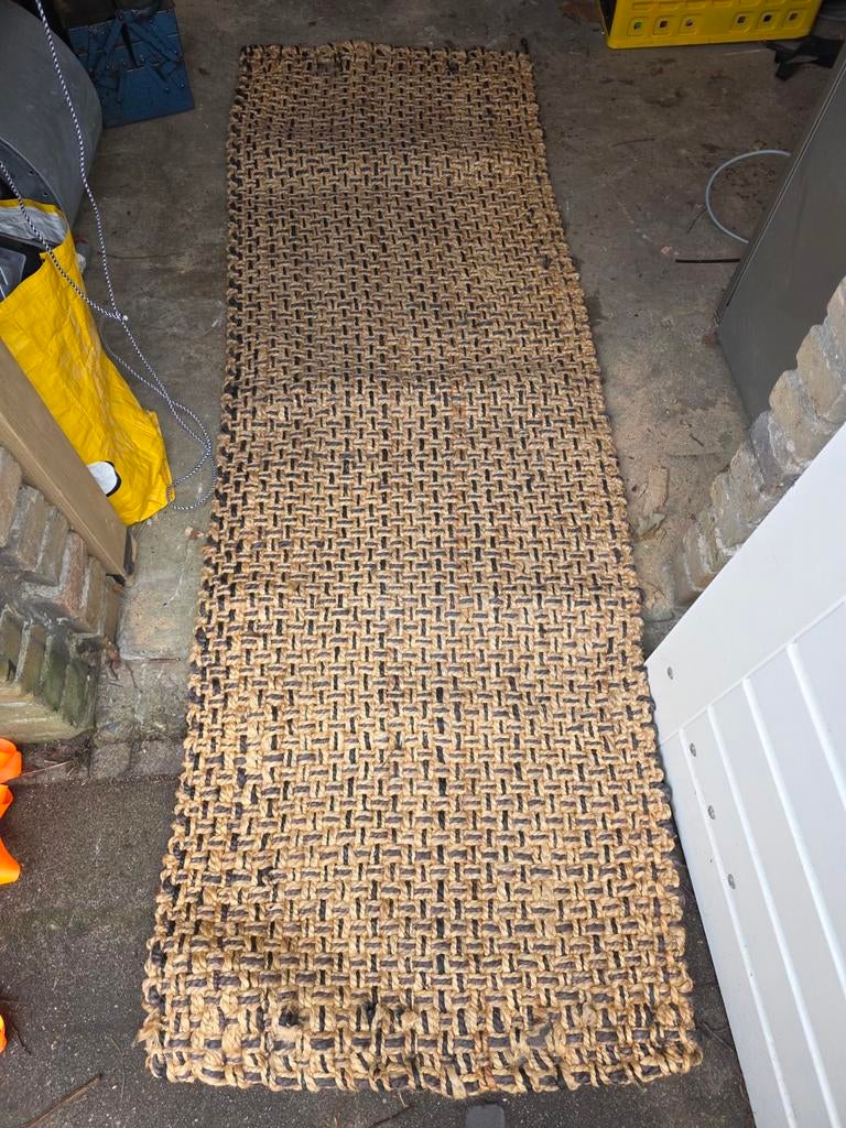 Handgevlochten natuurlijke vloermat/loper voor hal/deur, Gebruikt, Bruin, Natuurlijk, Landelijk, 200 cm of meer