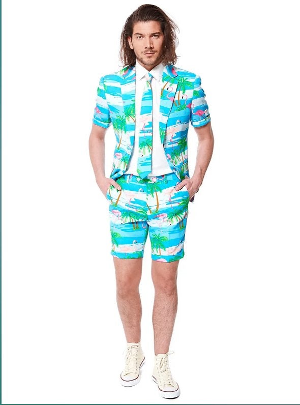 Oppo Suit Flaminguy nieuw!, Carnaval, Verzenden, Opposuits, Kleding