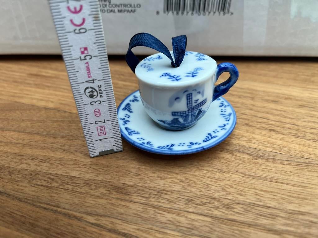 Delfs Blauw kerstboom hanger kop en schotel, Diversen, Kerst, Ophalen, Zo goed als nieuw