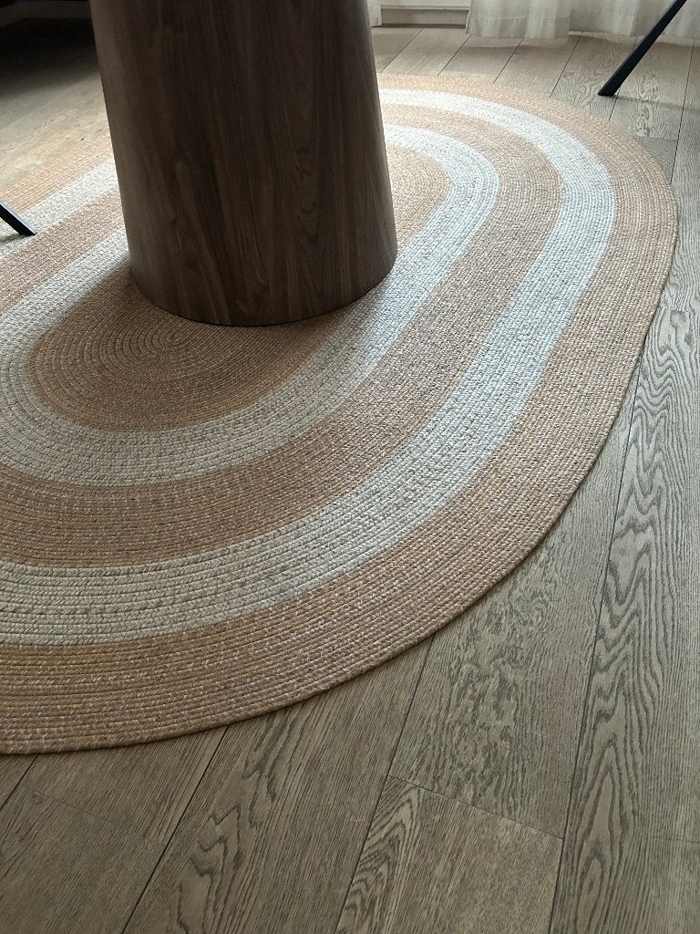 Ovaal vloerkleed in beige en oranje van Kave Home, Huis en Inrichting, Stoffering | Tapijten en Kleden, Ophalen, 100 tot 150 cm