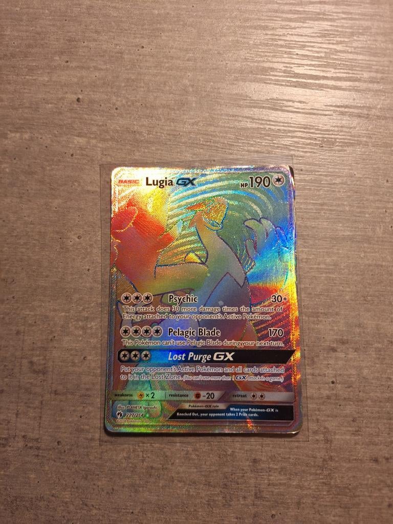 Lugia GX Rainbow Rare Pokémon Kaart (SM - Cosmic Eclipse), Ophalen of Verzenden, Zo goed als nieuw, Losse kaart, Foil