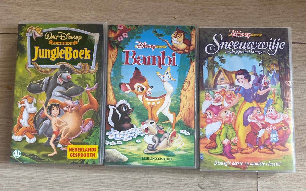 Disney VHS videobanden: Jungle Boek, Bambi, Sneeuwwitje, Nederlands ondertiteld, Gebruikt, Alle leeftijden, Kinderfilm