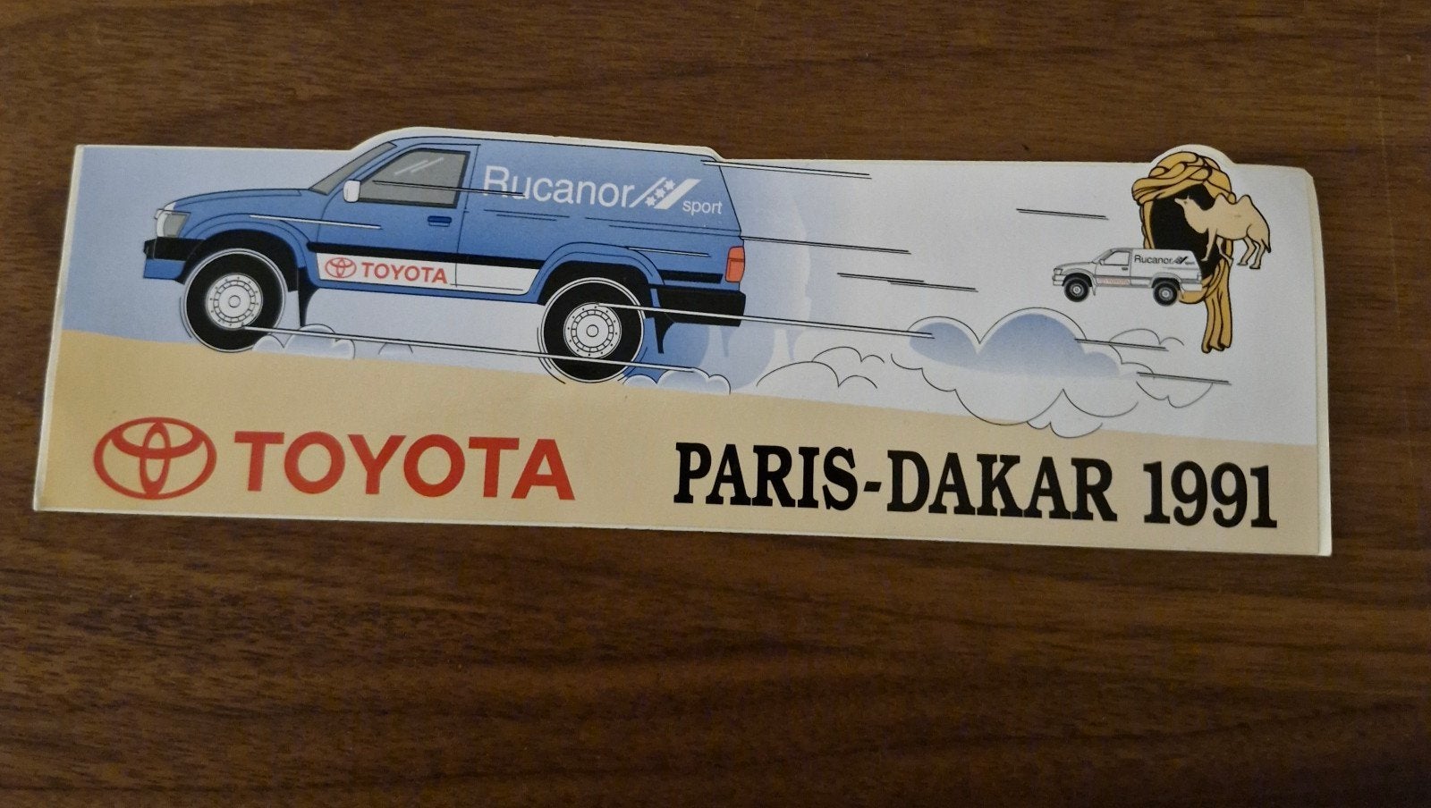 1002 Vintage Toyota Paris-Dakar 1991 Sticker 23x7cm, Ophalen of Verzenden