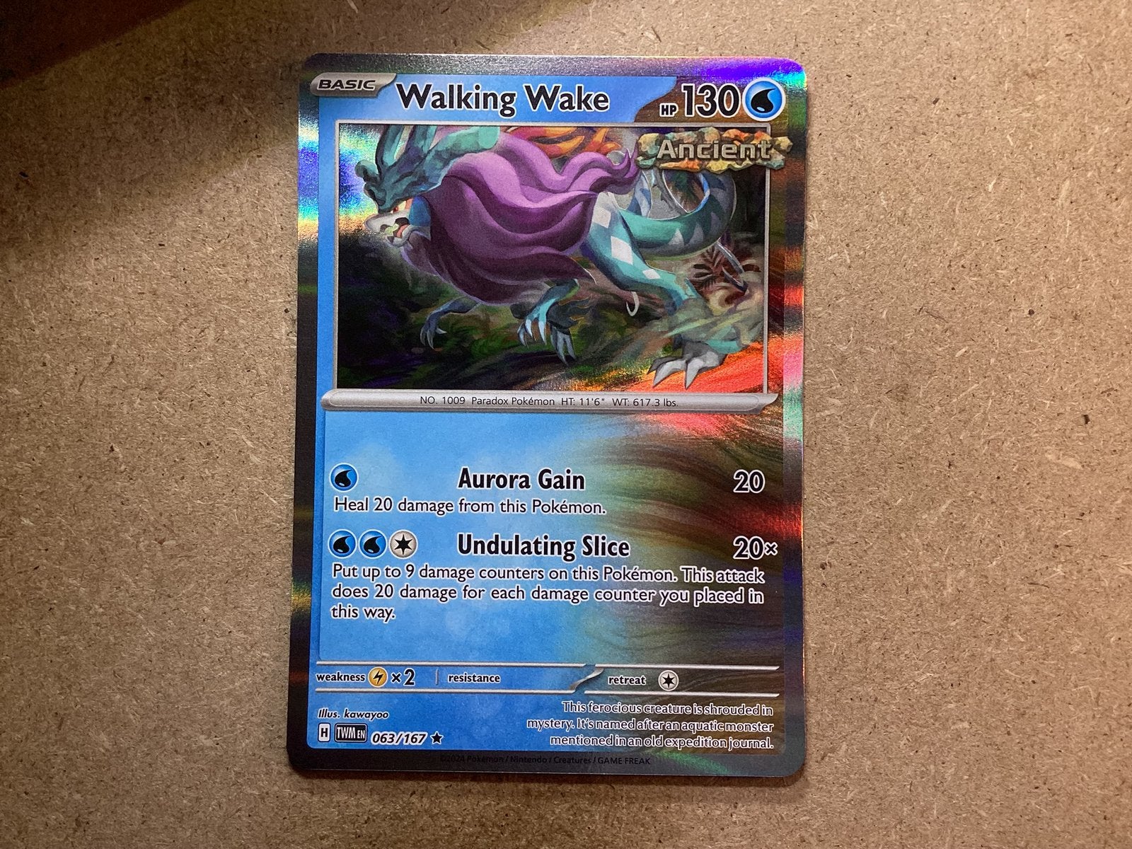 1x Walking Wake [TWM 063/167] (Near Mint, Holo), Ophalen of Verzenden, Zo goed als nieuw, Losse kaart, Foil