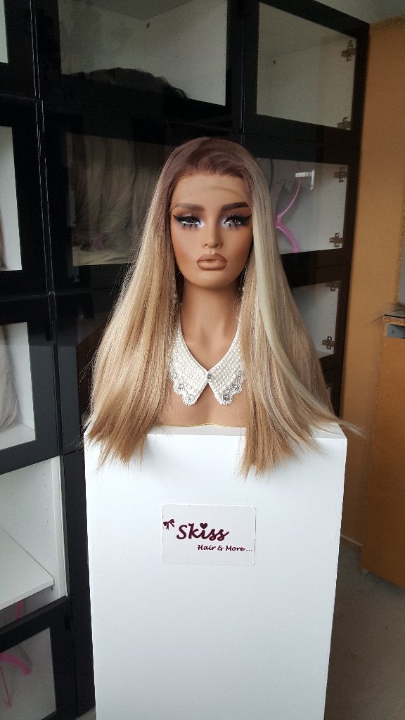 Luxe Lace Pruik: Uitgroei/Blond/Lichteplukken - STijl - Bob, Ophalen of Verzenden, Nieuw, Pruik of Haarverlenging