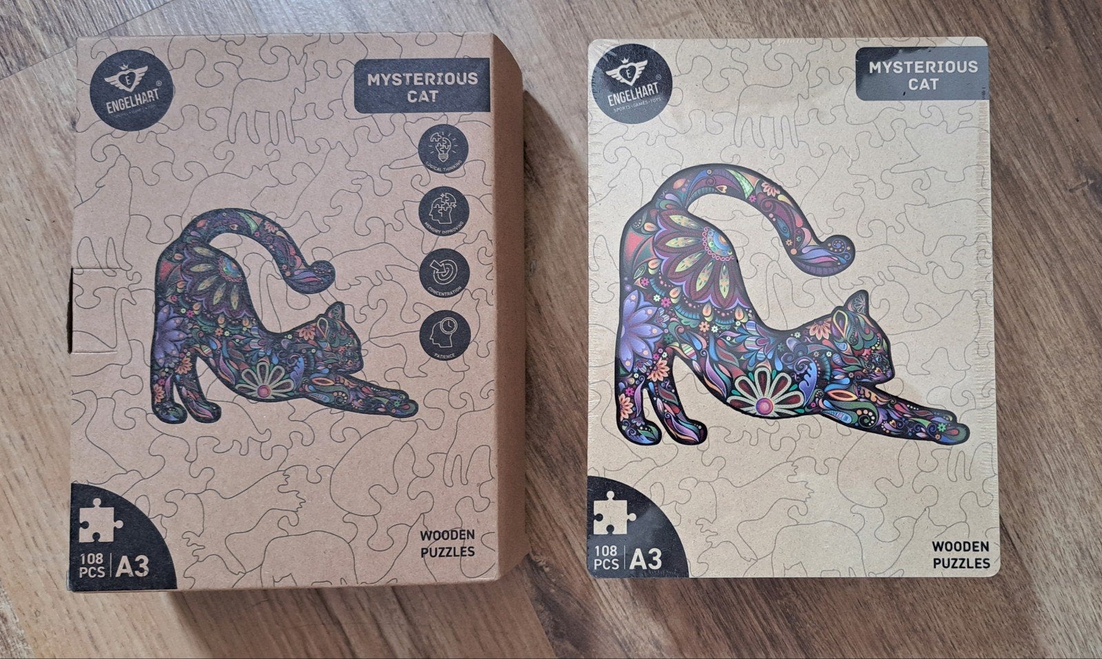Nieuwe Houten Puzzel 'Mysterious Cat' - 108 Stukjes A3, Ophalen of Verzenden, Minder dan 500 stukjes, Nieuw, Legpuzzel