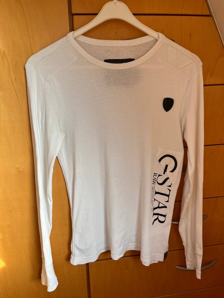 G-Star Raw t-shirt lange mouwen wit - Heren Small, Kleding | Heren, T-shirts, G-Star Raw, Wit, Ophalen of Verzenden, Zo goed als nieuw