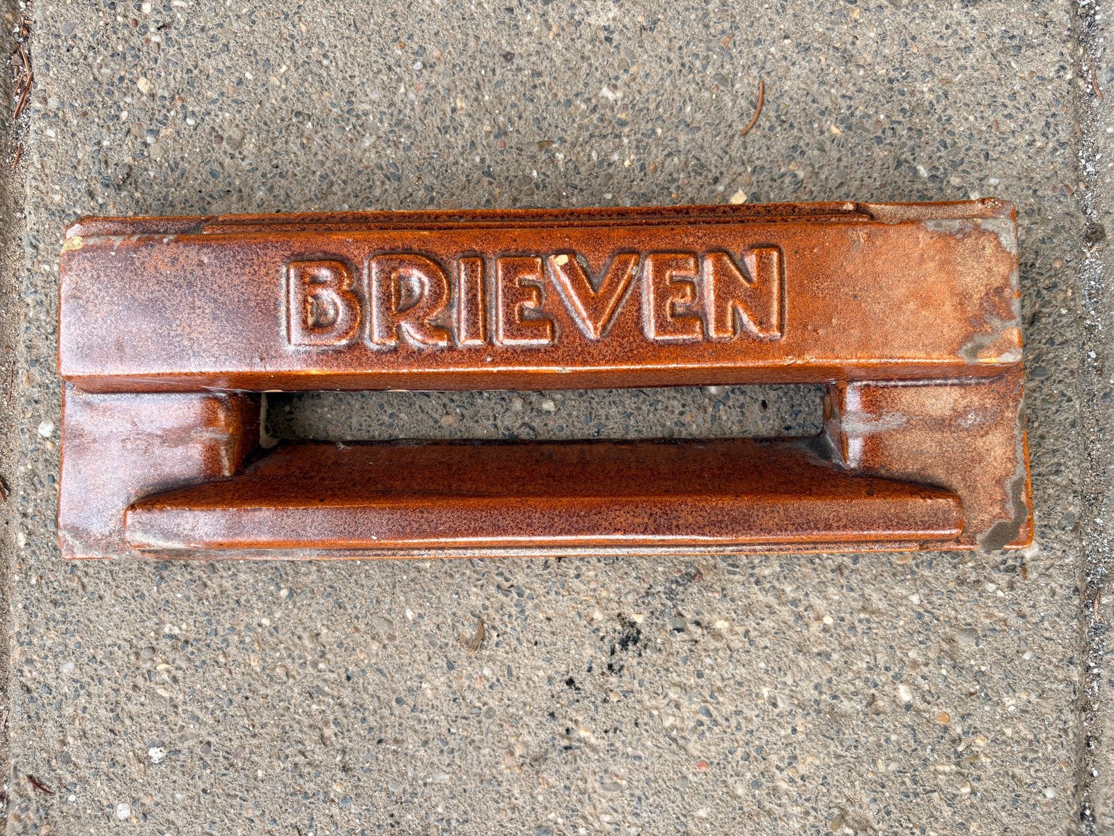 Antieke stenen brievenbusklep - Bruin geglazuurd, Ophalen, Gebruikt, Beton, Brievenbusklep