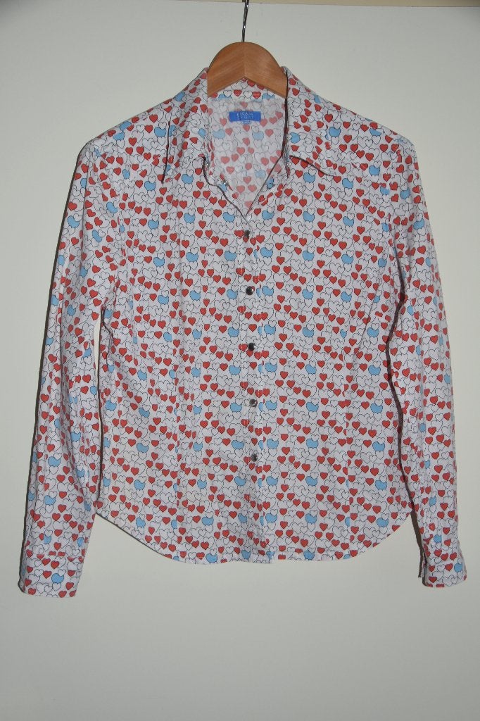 Escada Sport blouse rood wit blauw maat 40 / 42, Maat 38/40 (M), Meerkleurig, Escada, Ophalen of Verzenden