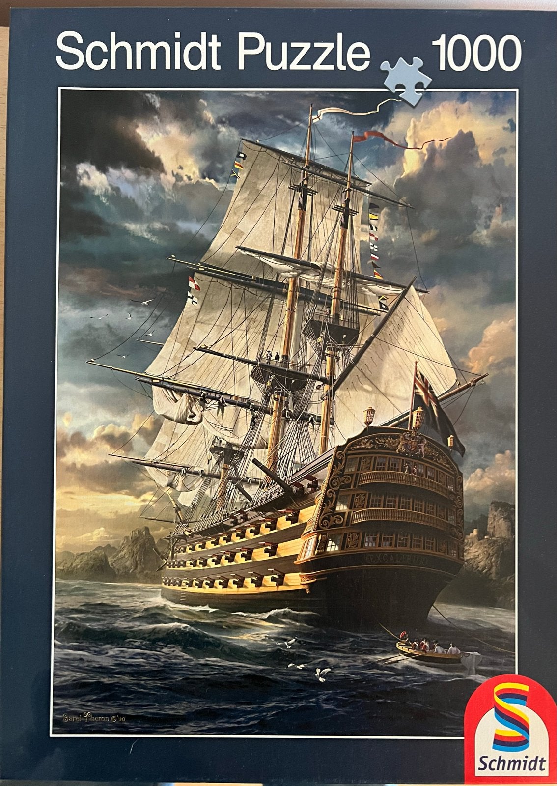 Schmidt Legpuzzel 1000 stukjes - Historisch Zeilschip, Ophalen, 500 t/m 1500 stukjes, Zo goed als nieuw, Legpuzzel